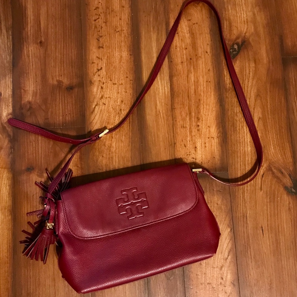 Tory Burch Thea Foldover Crossbody Bag Cabernet